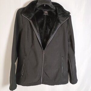 ZeroXposur Black Softshell Jacket Women’s Size L Fleece Lined Hooded Great